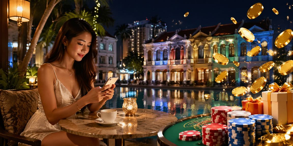 Penang baccarat table with an eye-catching jackpot display